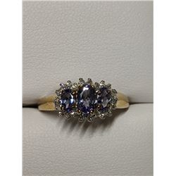 2) 10K YELLOW & WHITE GOLD TANZANITE AND