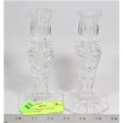 PAIR OF PINWHEEL CRYSTAL CANDLE STICKS