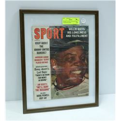 FRAMED 1963 WILLIW MAYS HOF COVER MAGAZINE