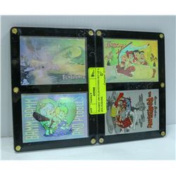 FRAMED 1993 FLINTSTONES SET OF 4 HOLOGRAMS