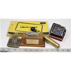 VINTAGE LOT OF COLLECTIBLES LIGHTER CLOCK