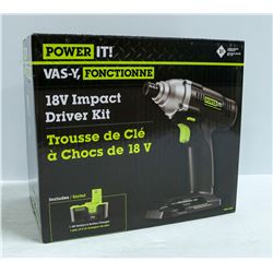 NEW POWER IT 18VOLT IMPACT DRIVER KIT
