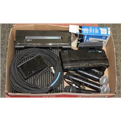 TRAY OF WIRELESS MICS & AMP FROM LOCKER - UNTESTED