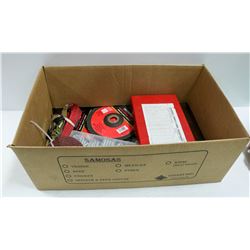 BOX OF MISC: BITS, DEWALT WHEELS AND MUCH MORE