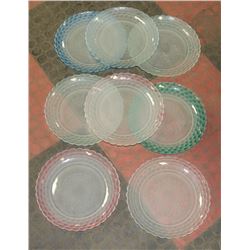 8 LARGE  PLATES MADE IN INDONESIA “KIM GLASS”