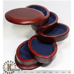 5 COMPARTMENT SWIVELLING JEWELLERY BOX - 7" TALL