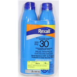 REXALL TWIN PACK SPF/30 SPORT SUNSCREEN