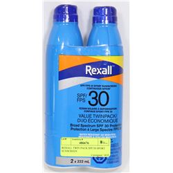 REXALL TWIN PACK SPF/30 SPORT SUNSCREEN