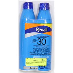 REXALL TWIN PACK SPF/30 SPORT SUNSCREEN