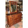 Image 1 : SOLID WOOD HIGH BOY DRESSER & MIRROR