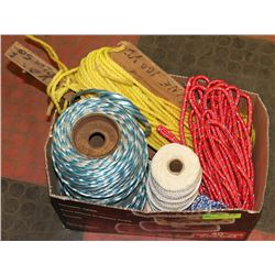BOX W/HUNDREDS OF FEET OF NYLON ROPE -