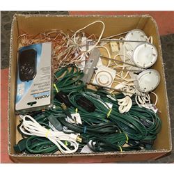 LARGE BOX OF EXTENSION CORDS, TIMERS AND