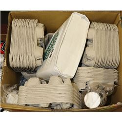 BOX OF PAPER DRINK TRAYS, NAPKINS, CUP & STRAWS