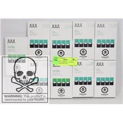 9 BOXES OF 59MG/ML NICOTINE JUUL PODS MINT AND