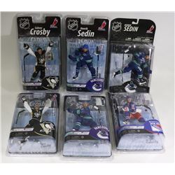 BOX OF 6 NHL FIGURES. COLLECTIBLE