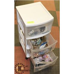 STERLITE 3-DRAWER ROLLING STORAGE CART
