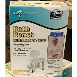 BATH BENCHWITH BACK AND HAND GRIPS