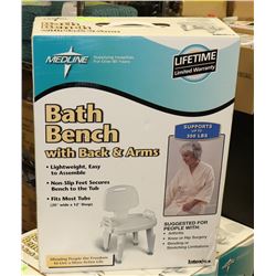 BATH BENCHWITH BACK AND HAND GRIPS