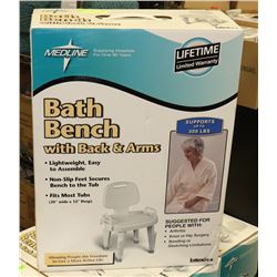 BATH BENCHWITH BACK AND HAND GRIPS