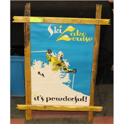 1960S LAKE LOUISE SKI ADVERTISING SIGN IN WOOD