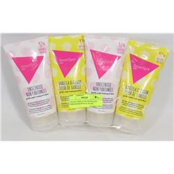 4 PACK VANILLA BLOSSOM AND UNSCENTED GENTLE WASH