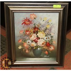 22 X 27 FRAMED OIL ON CANVAS FLORAL PAINTING