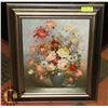 Image 1 : 22 X 27 FRAMED OIL ON CANVAS FLORAL PAINTING