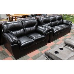 NEW BLACK LEATHERETTE SOFA  88" AND LOVE SEAT 66"