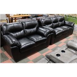 NEW BLACK LEATHERETTE SOFA  88" AND LOVE SEAT 66"