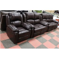 NEW MUNICH BROWN LEATHERETTE RECLINING 76"