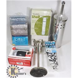 HOUSEHOLD ITEM LOT: INCLUDES NEW SHOWER SET,