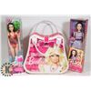 Image 1 : BARBIE ACCESSORY CASE WITH 2 NEW BARBIE DOLLS