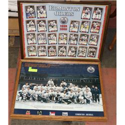 2 OILER PICTURES WOOD FRAMES