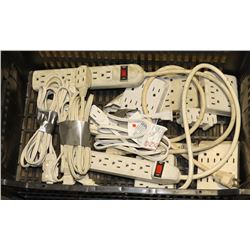 BOX W/ POWER STRIPS & EXTENSION CORDS