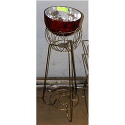 VINTAGE BRASS PLANT STAND W/PLANTER