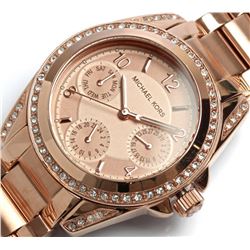 NEW MICHAEL KORS ROSE GOLD TONE CHRONO MSRP$385