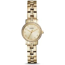 NEW FOSSIL  GOLD TONE WATCH W/ CRYSTAL BEZEL