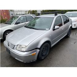 2002 VOLKSWAGEN JETTA, 4DR SEDAN, GREY, VIN # 3VWSK29M42M015277