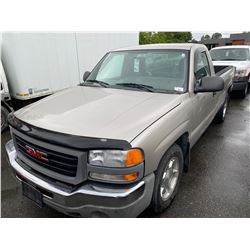 2006 GMC SIERRA, 2DR PU, GREY, VIN # 3GTEC14X86G217536