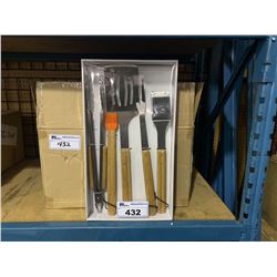 2 BOXES OF BBQ 5PC SET INCLUDING ; SPATULA, FORK, TONGS, CLEANING  BRUSH & BASTING BRUSH (5 SETS