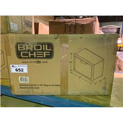 BROIL CHEF 24  X 18  STAINLESS STEEL DROP IN BUILT IN ICE CABINET