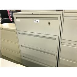 GREY 4 DRAWER LATERAL FILE CABINET