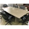 Image 2 : ASH GREY 8' X 4' BOAT SHAPE BOARDROOM TABLE WITH WIRE MANAGEMENT HARNESS