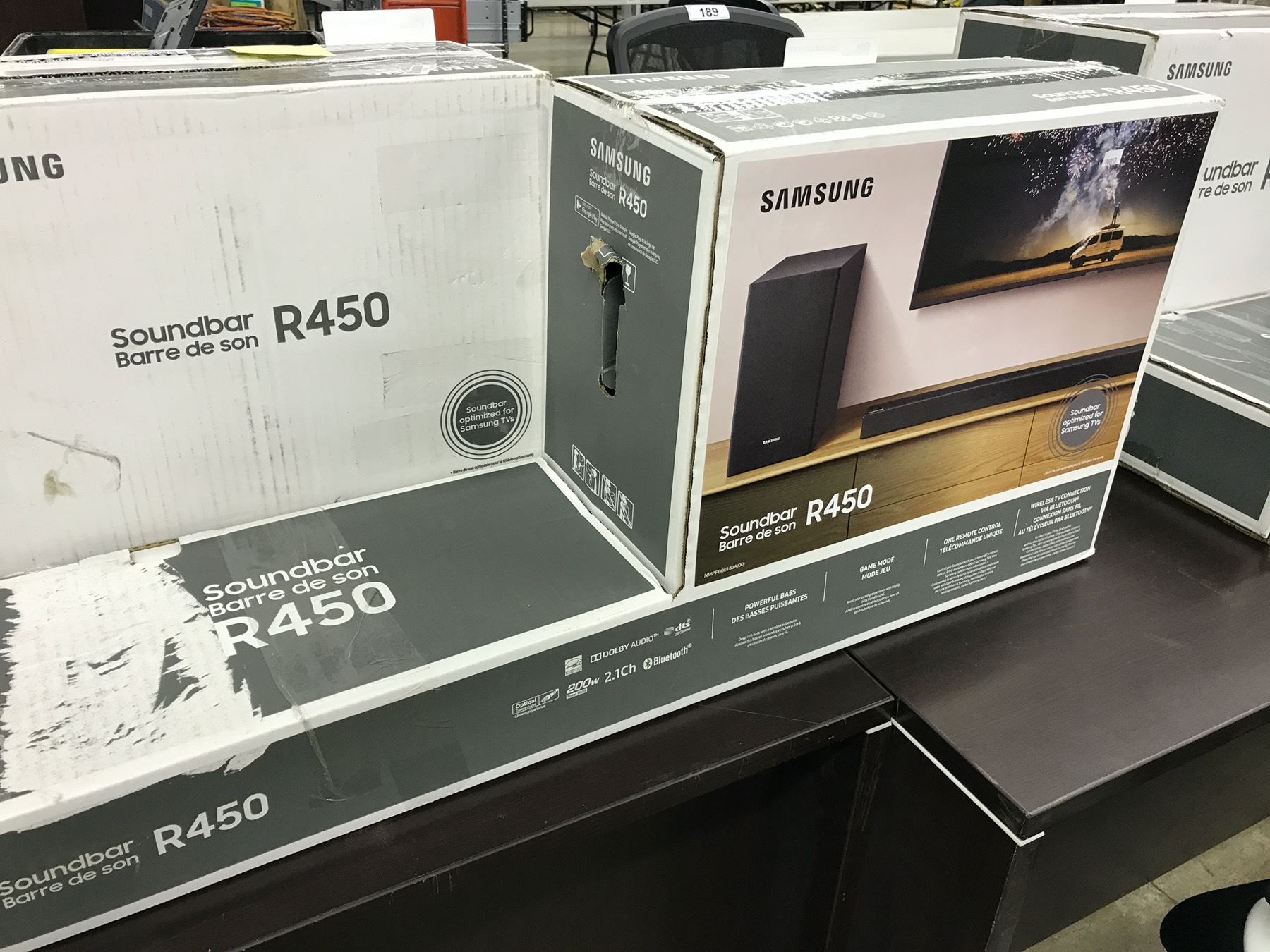 SAMSUNG SOUND BAR SYSTEM MODEL R450, OPEN BOX, TESTED, WORKING