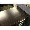 Image 2 : DARK WOOD 6.5' X 6.5' CORNER COMPUTER DESK WITH DRAWERS, POOR CONDITION
