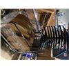 Image 1 : STACK OF 12 WOODEN 32" ROUND EVENT TABLES ON MOBILE TABLE CART
