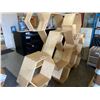 Image 1 : PAIR OF LARGE HEXAGON WOODEN POWERED WALL SHELVING UNITS 12"D X 102"W X 69"H