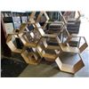 Image 2 : PAIR OF LARGE HEXAGON WOODEN POWERED WALL SHELVING UNITS 12"D X 102"W X 69"H