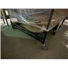 Image 2 : STACK OF 8 WOODEN 58" ROUND FOLDING EVENT TABLES ON MOBILE TABLE CART