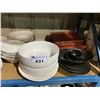 Image 2 : ASSORTED COMMERCIAL SERVING BOWL, PLATES, 4 BINS OF ASSORTED CUPS & GLASSWARE